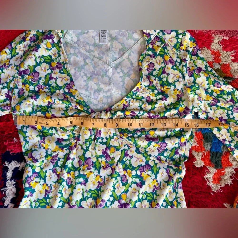 Y2K does 60s Vintage Silk Diane Von Furstenberg Multicolor Floral Midi Dress - Picture 7 of 9